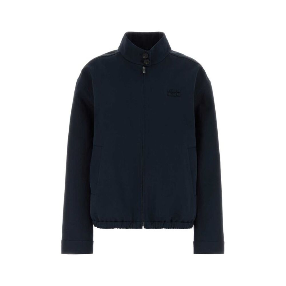 Miu Miu Women Navy Blue Gabardine Jacket